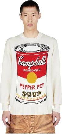 Junya Watanabe Round-neck Knitwear, male, White, Size: M Soup Andy Warhol Sweater