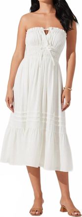 Astr Aubrie Strapless Smocked Midi Dress In White