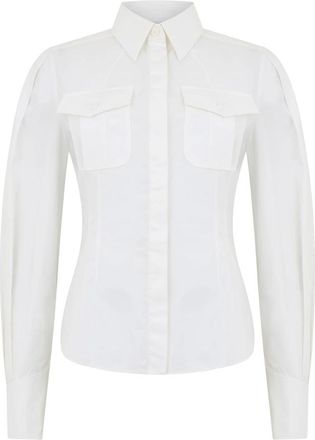 Alberta Ferretti Overhemden, Dames, Wit, S, Katoen, Klassiek overhemd met lange mouwen