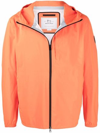 Woolrich sleeve-logo hooded jacket - men - Polyester - L - Orange