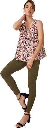 Jessica London Stretch Cotton V-Neck Trapeze Tank in Tea Rose Feather at Nordstrom, Size Medium