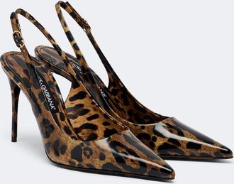 Dolce & Gabbana Lollo leopard-print leather slingback pumps