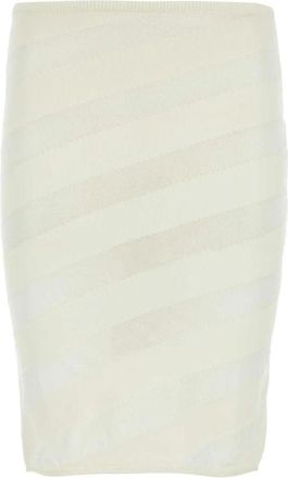 Gimaguas Elegant Ivory Viscose Blend Skirt - Dames - Kokerrokken - Wit - M - Rokken