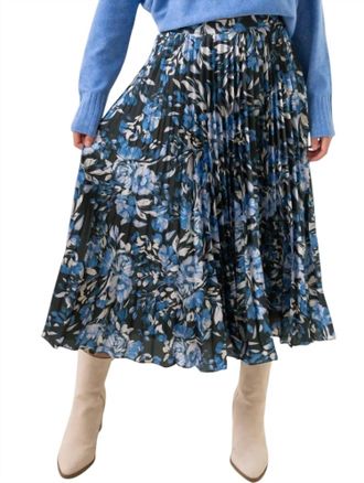 Lost + Wander Parisian Bleu Midi Skirt In Blue-Floral-Multi