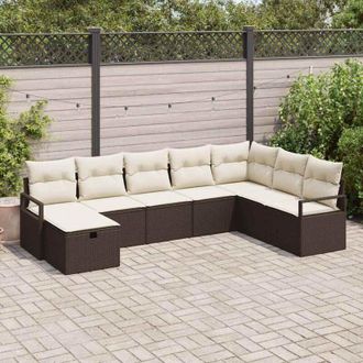 vidaXL Conjunto De Sof&aacute; De Jard&iacute;n 8 Pcs Marr&oacute;n Polirat&aacute;n Vidaxl
