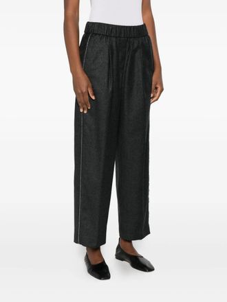 PESERICO Side-Stripe Virgin Wool Trousers - Black