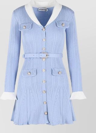 Self Portrait ribbed slim-fit mini knit dress