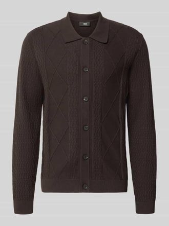 Cinque Strickjacke mit Strukturmuster Modell YARO in Mittelbraun, Gr&ouml;&szlig;e XXL