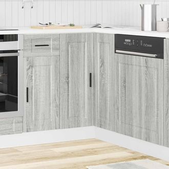 Berkfield Home Kitchen Corner Base Cabinet&not;Porto Grey Sonoma Engineered Wood