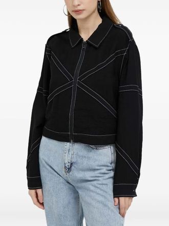 DKNY Giacca crop con cuciture a contrasto - Nero