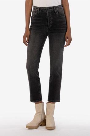 Kut from the Kloth Rosa High Rise Vintage Crop Straight Leg Jean In Convenient Wash