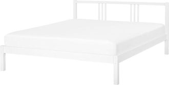 Beliani Beliani - Modern Solid Wood eu Double Size Bed Frame 4ft6 Pine Slatted White Vannes