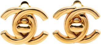 Chanel Orecchini a clip CC placcati oro con chiusura a girello 1996