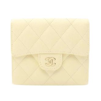 Chanel Pre-owned Wallets, female, Yellow, Size: ONE SIZE Pre-owned Classic Small Flap Wallet Grained Calfskin Wallet