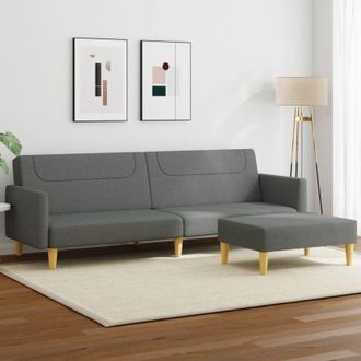 vidaXL Vidaxl - Divano Letto 2 Posti con Poggiapiedi Grigio Scuro in Tessuto
