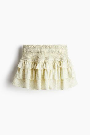 H&M Minijupe mit Stufen - Hellgelb/Gebl&uuml;mt