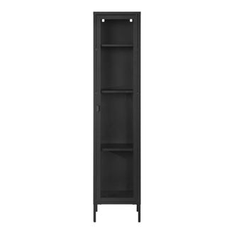 Moloo Vitrina de cristal de una puerta acero negro 40 x 180 cm