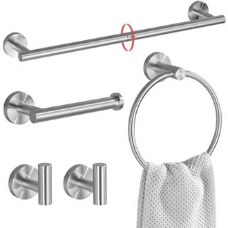 OEM Juego De Accesorios Para Ba&ntilde;o, 5 Piezas, Juego De Toalleros De 60 Cm, Acero Inoxidable, Montaje En Pared, Juego De Accesorios Para Ba&ntilde;o - Crezuo