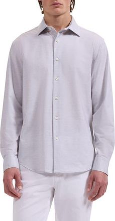 Bugatchi James OoohCotton Space Dye Button-Up Shirt in Platinum at Nordstrom, Size Xxx-Large
