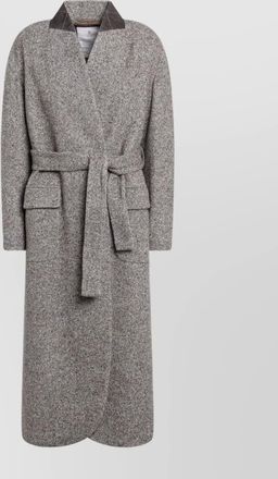 Brunello Cucinelli wool blend coat featuring belted waist