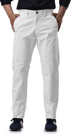 Generic Mens Slim fit Chinos Pants, Flat Front Design and Back Buttoned Pockets, Comfortable Mens Pants for Casual wear (UK, Waist & Inseam, 36, 34, White)