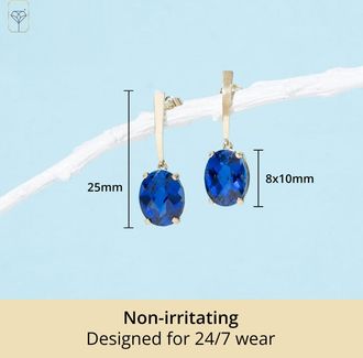 MAX + STONE 14k Yellow or White Gold 10x8mm Oval Cut Gemstone Drop Dangle Earrings