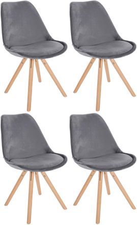 Clp Clp - Pack De 4 Sillas De Sal&oacute;n Sofia En Terciopelo Gris Natural (redondo)