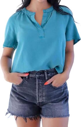 Bella Dahl Flowy Short Sleeve Pullover Top In Deep Azure