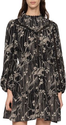 Sea New York Sunniva Print Long Sleeve Dress In Black