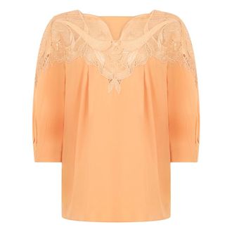 Alberta Ferretti Blouse with V-neck - female - Alberta Ferretti - Blouses - Pink - S - Blouses & Shirts