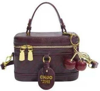 Generic Cymwer Women PU Retro Box Handbags with Pendant Crossbody Bag for Travel Work (Red)