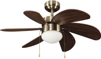 Wonderlamp Ventilador de techo pequeño marrón con luz