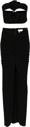Nissa floral-appliqu&eacute; skirt set - women - Spandex/Elastane/Polyester - 36 - Black