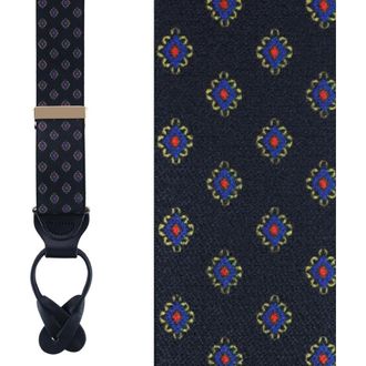Trafalgar Store Luxe Diamond Elastic Button End Suspenders in Black at Nordstrom