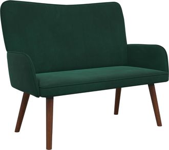 vidaXL Sof&aacute; De 2 Plazas Verde Oscuro 115 X 61 X 87 Cm Terciopelo Vidaxl