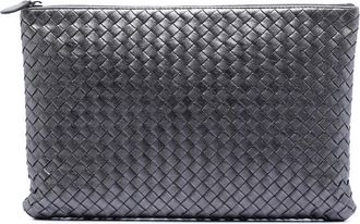 Bottega Veneta Pre-owned Bottega Veneta Metallic Nappa Intrecciato Clutch B05291710E
