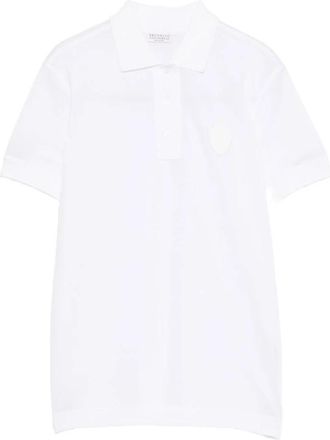 Brunello Cucinelli Stretch Katoen Piqu&eacute; Polo Shirt - Dames - Polos - Wit - XL - Katoen - Tops