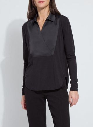 Lyss&eacute; Pietra Shirt Collar Mix Media Top