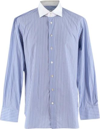 Emanuele Maffeis Blue Cotton Long Sleeve Tailored Shirt Size XL