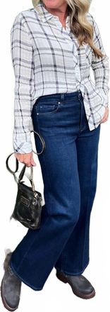 Dylan Long Sleeve Taylor Plaid Top In White