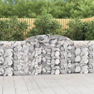 Berkfield Home Arched Gabion Baskets 3 pcs 300x30x100/120 cm Galvanised Iron in Silver