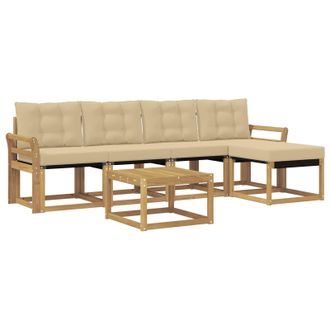vidaXL Conjunto De Sof&aacute;s De Exterior Con Coj&iacute;n 6 Pcs Y Beige Vidaxl