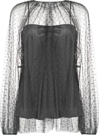 Red Valentino polka-dot tulle blouse - women - Polyester/Polyester - 38 - Grey