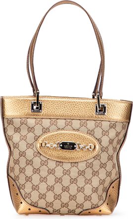 Gucci Pre-owned Womens Gg Canvas Horsebit Tote Bag - Tan Textile - One Size