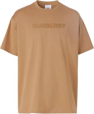 Burberry Bruine Camel T-shirt met Logo - Heren - T-shirts - Bruin - M - Katoen - Tops