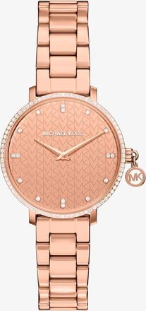 Michael Kors Mini Pyper Pav&eacute; Rose Gold-Tone Watch
