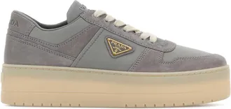 Prada Grey Fabric And Suede Downtown Bold Sneakers