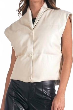 Elan Puff High Collar Vest In White