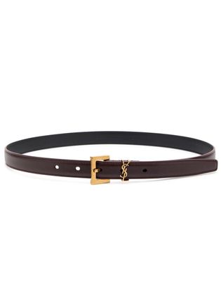 Saint Laurent Logo Leather Belt - Burgundy - 85 (UK12/ M)