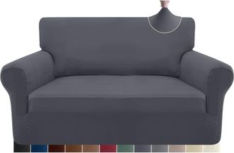 OEM Funda El&aacute;stica Para Sof&aacute; De 2 Plazas, Suave Microfibra, Antideslizante Y De Elastano, Protector De Muebles Para Perros Y Mascotas (2 Plazas, Gris)